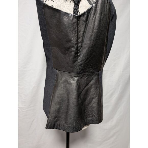 Rebecca Taylor Black Sleeveless Real Lamb Leather Peplum Zip Top New Women's 6 - Picture 4 of 9